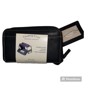 NEW! Genuine Leather Charter Club All In one Zip Around Clutch NEW W/TAGS
